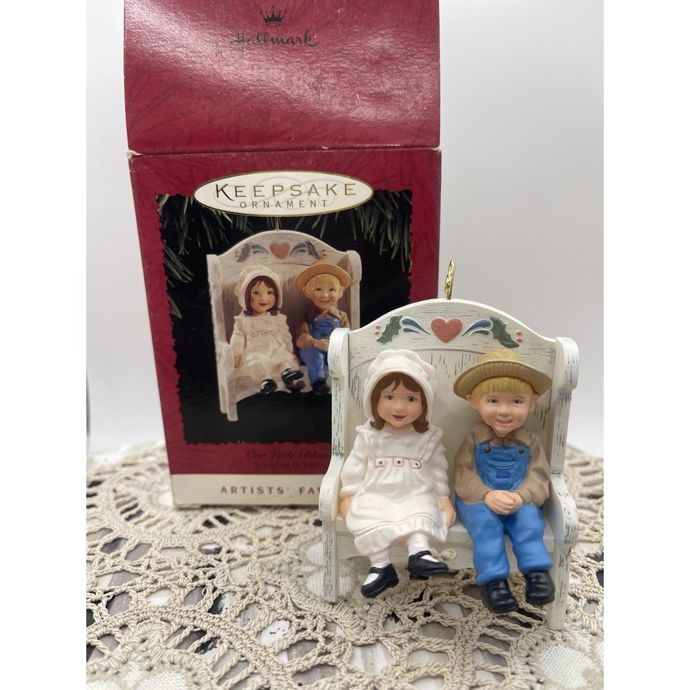 Hallmark Our Little Blessings Ornament 1995 Boy & Girl On Bench